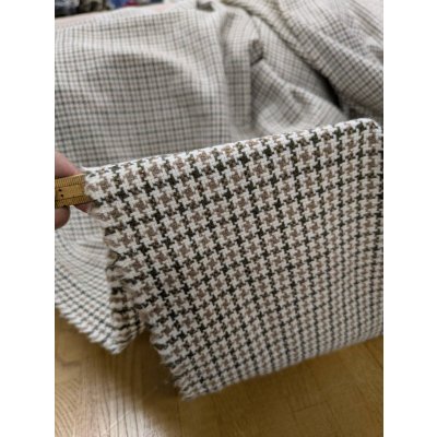 画像6: 生地： ３配色千鳥格子チェックのツイード（生成／オリーブ／茶）