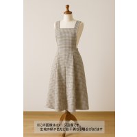 生地： ３配色千鳥格子チェックのツイード（生成／グレー／茶）