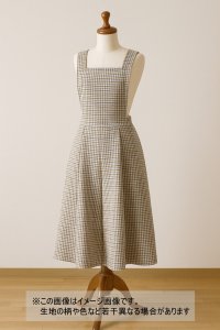 生地： ３配色千鳥格子チェックのツイード（生成／グレー／茶）