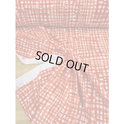 画像5: 生地：手書き風チェック柄ポリプリント（白／朱赤）