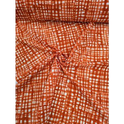 画像6: 生地：手書き風チェック柄ポリプリント（白／朱赤）