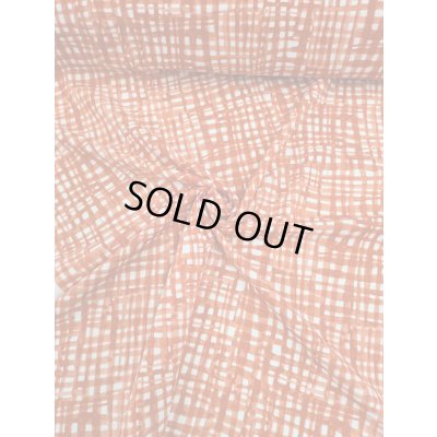 画像6: 生地：手書き風チェック柄ポリプリント（白／朱赤）