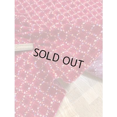 画像4: 生地：綿100％小花柄・格子・ガーデン柄プリント（赤）