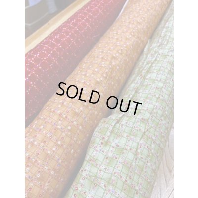 画像7: 生地：綿100％小花柄・格子・ガーデン柄プリント（グリーン）