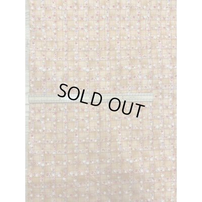 画像1: 生地：綿100％小花柄・格子・ガーデン柄プリント（オレンジ）