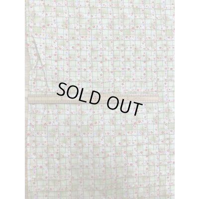 画像1: 生地：綿100％小花柄・格子・ガーデン柄プリント（グリーン）