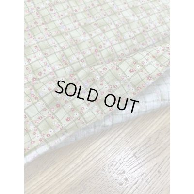 画像4: 生地：綿100％小花柄・格子・ガーデン柄プリント（グリーン）