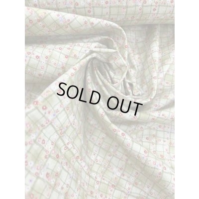 画像6: 生地：綿100％小花柄・格子・ガーデン柄プリント（グリーン）