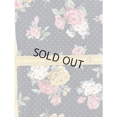 画像3: 生地：綿100％花・ドット柄プリントシーチング（黒地）