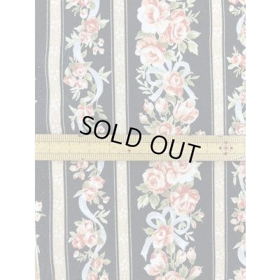 画像3: 生地：綿100％花・ストライプ柄プリントシーチング（黒地）