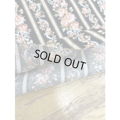 画像5: 生地：綿100％花・ストライプ柄プリントシーチング（黒地）