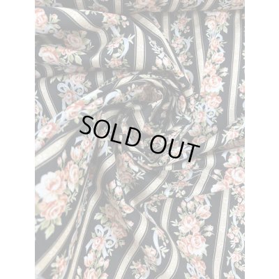 画像7: 生地：綿100％花・ストライプ柄プリントシーチング（黒地）