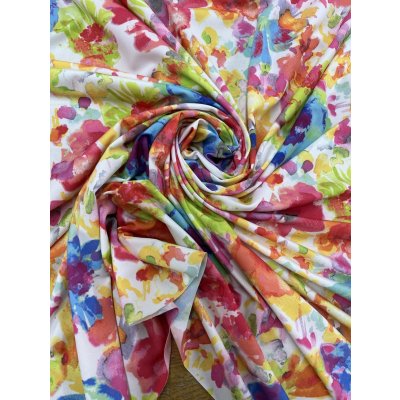 画像6: 生地：水彩画花柄プリントポリ2WAYニット（白地）