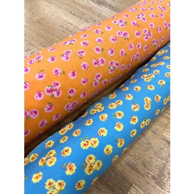 画像7: 生地:綿100% 花柄プリント(オレンジ/ピンク)