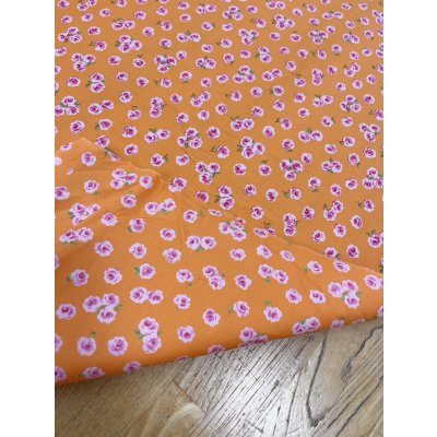 画像3: 生地:綿100% 花柄プリント(オレンジ/ピンク)