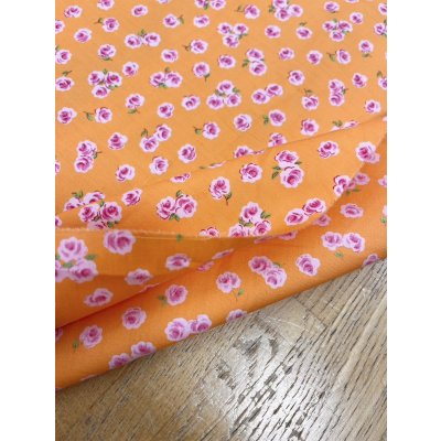 画像4: 生地:綿100% 花柄プリント(オレンジ/ピンク)