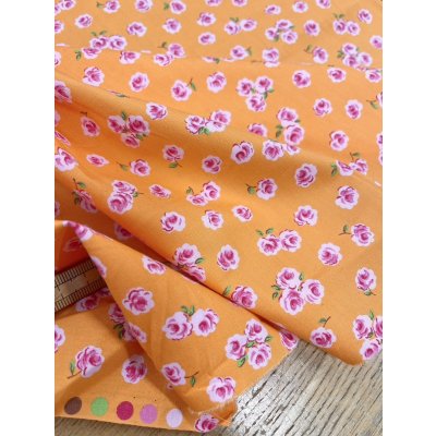 画像5: 生地:綿100% 花柄プリント(オレンジ/ピンク)