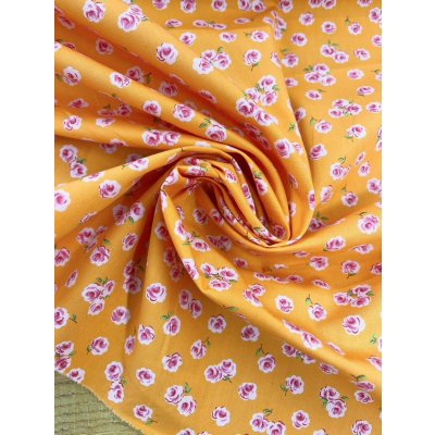 画像6: 生地:綿100% 花柄プリント(オレンジ/ピンク)
