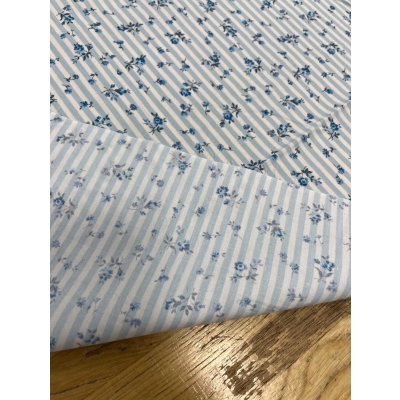 画像3: 生地：綿100％ 花柄ストライププリント（水色）