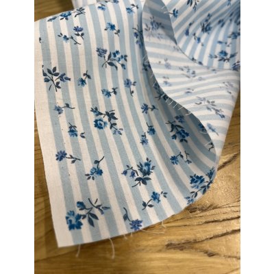 画像7: 生地：綿100％ 花柄ストライププリント（水色）