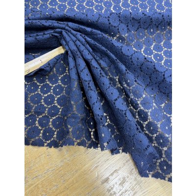 画像4: 生地：綿ナイロン混 サークルドット柄ラッセルレース生地（紺））