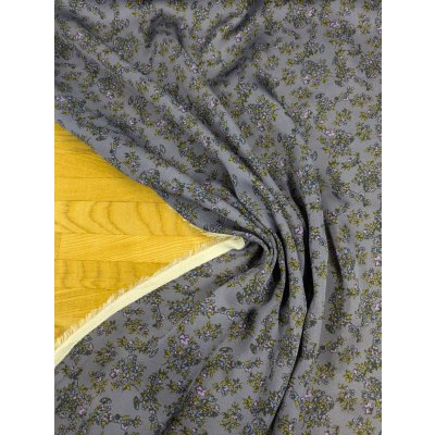 画像4: 生地：小花柄プリントポリエステルボイル生地（ブルーグレー地）