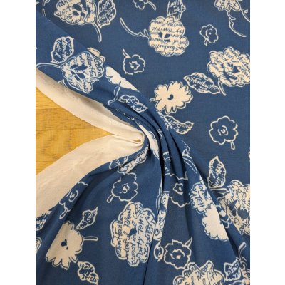 画像4: 生地:英字フラワープリントポリニット (紺地×白)