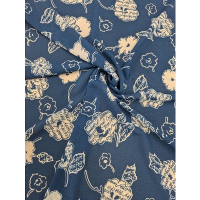 画像5: 生地:英字フラワープリントポリニット (紺地×白)