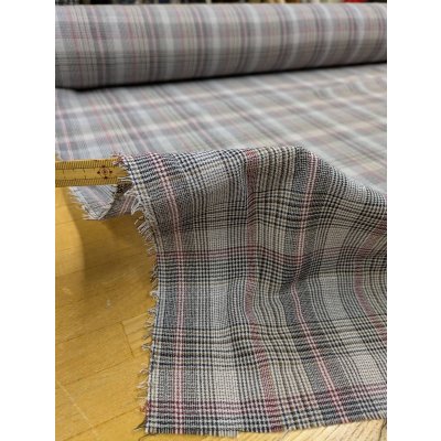 画像3: 生地：ポリエステルレーヨン ブリティッシュチェック柄 ボイル （白地×黒赤茶）