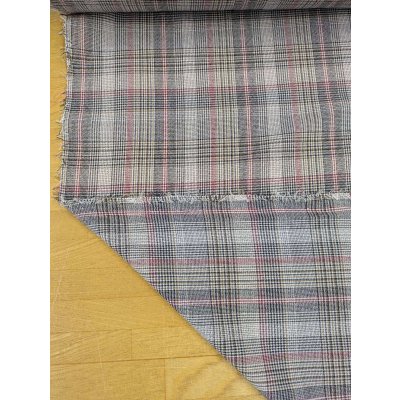 画像6: 生地：ポリエステルレーヨン ブリティッシュチェック柄 ボイル （白地×黒赤茶）