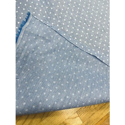 画像4: 生地:綿100%水玉柄ダンガリー生地(水色)