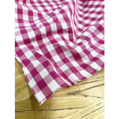 画像7: 生地：綿100％ギンガムチェック柄プリントブロード（白×ピンク）