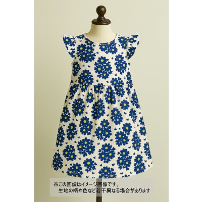 画像1: 生地：綿100％ 花柄プリント生地（白／青）