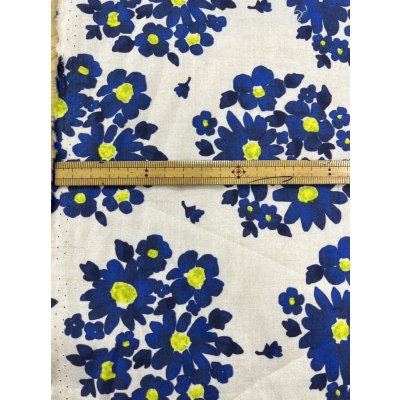 画像3: 生地：綿100％ 花柄プリント生地（白／青）
