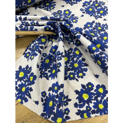 画像6: 生地：綿100％ 花柄プリント生地（白／青）