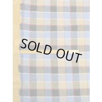 生地：麻100％ チェック柄（ブルー／ベージュ／レッド）
