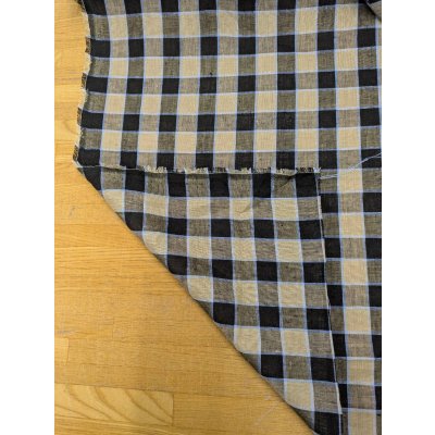 画像3: 生地：麻100％ チェック柄（黒／ベージュ／水色）