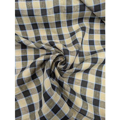 画像5: 生地：麻100％ チェック柄（黒／ベージュ／水色）