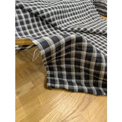 画像5: 生地：麻100％ チェック柄（深緑／白）