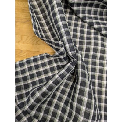 画像6: 生地：麻100％ チェック柄（深緑／白）