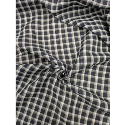 画像7: 生地：麻100％ チェック柄（深緑／白）