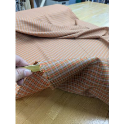 画像5: 生地：マドラス風チェック柄ポリエステル（オレンジ／赤青）