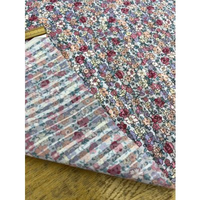 画像3: 生地：綿100％ストライプドビー織小花柄プリント（白／ピンク）