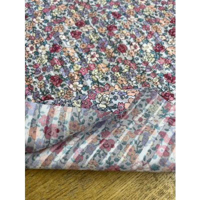 画像4: 生地：綿100％ストライプドビー織小花柄プリント（白／ピンク）