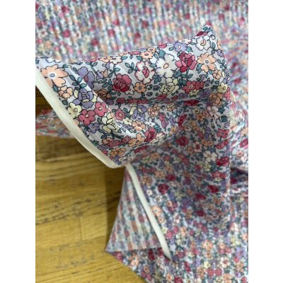 画像6: 生地：綿100％ストライプドビー織小花柄プリント（白／ピンク）