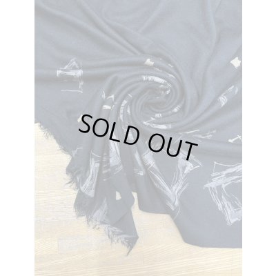 画像7: 生地：ポリエステル100％ スクエア柄手書き風プリントニット（黒）