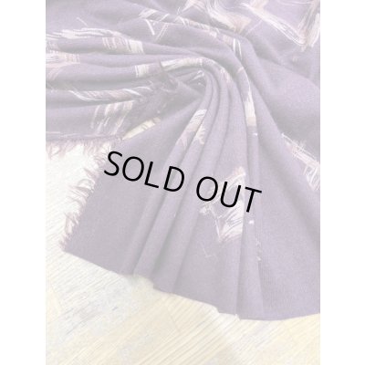 画像4: 生地：ポリエステル100％ スクエア柄手書き風プリントニット（エンジ）