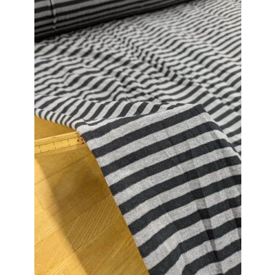 画像3: 生地：ポリエステル 微起毛細ボーダープリント（グレー×ブラック）