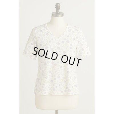 画像8: 生地：綿100％ 花柄フライスニット（オフホワイト×パープル）