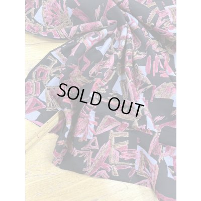 画像6: 生地：手書き四角プリント幾何学模様（黒）